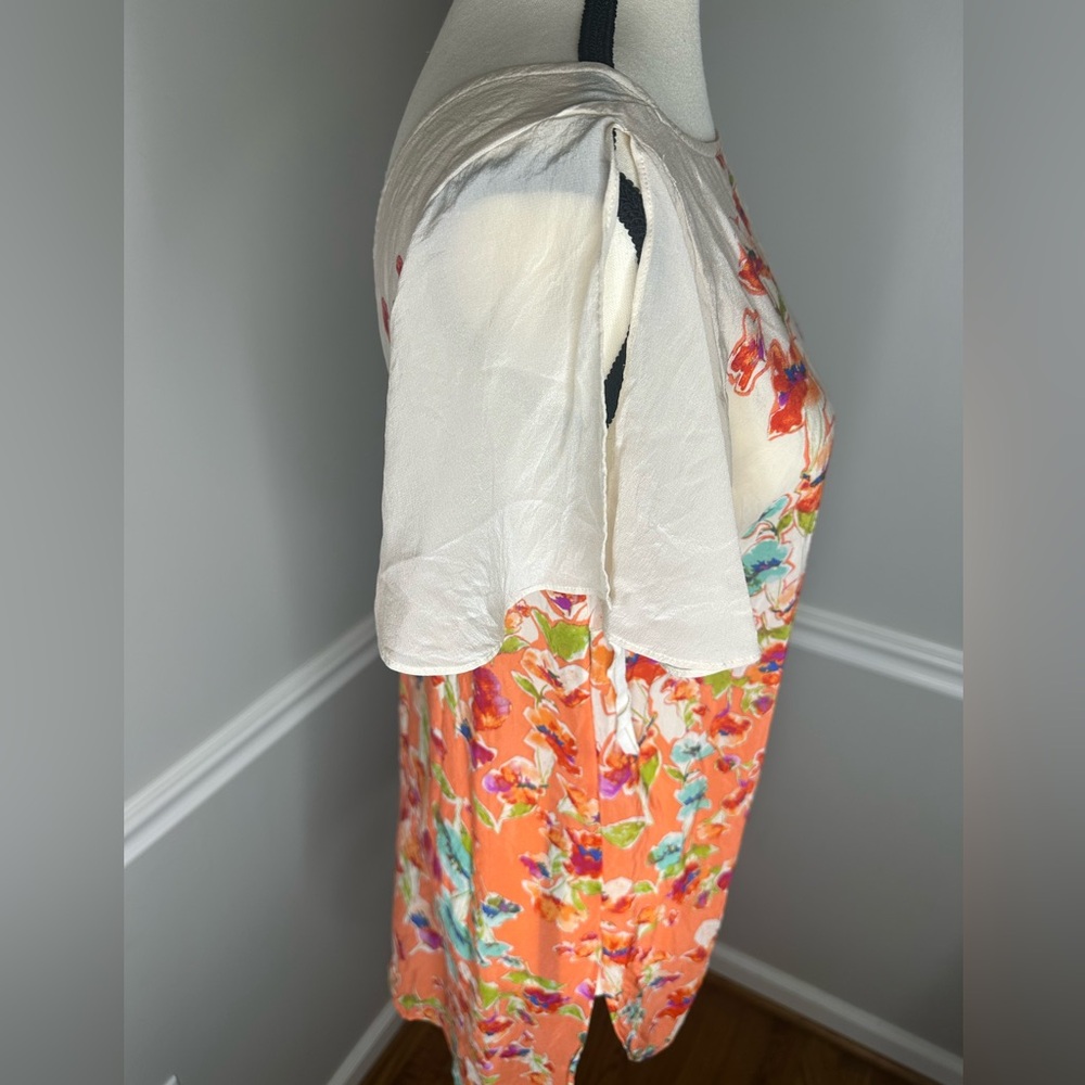 Anthropologie Maeve Orange Floral Short Sleeve Top - Picture 6 of 11